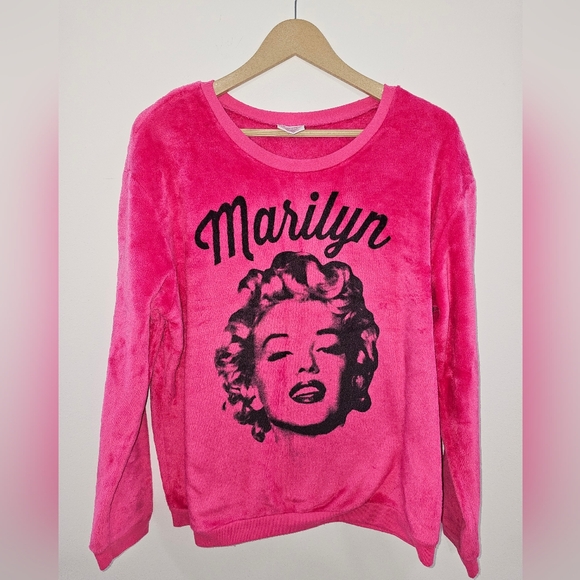Marilyn Monroe Plush Sweatshirt Juniors XL Hot Pink Graphic Legally Blonde Soft - Picture 1 of 7
